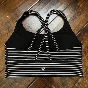 Lululemon Athletica Black and White Striped Sports Bra